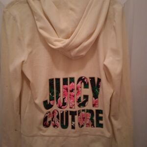 Juicy Couture butter yellow hoodie w/colorful floral lettering-LARGE